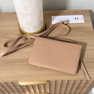 AllSaints Pebbled Leather Crossbody in Taupe